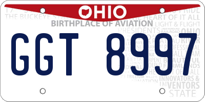 OH license plate GGT8997