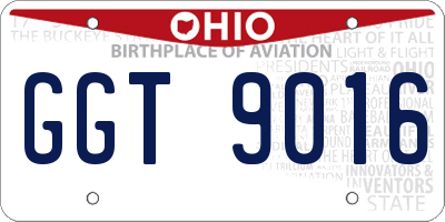 OH license plate GGT9016
