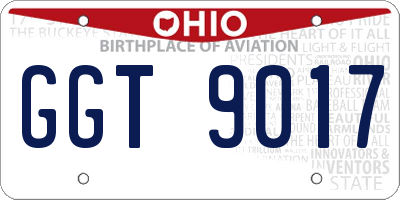 OH license plate GGT9017