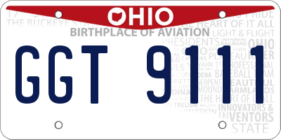 OH license plate GGT9111