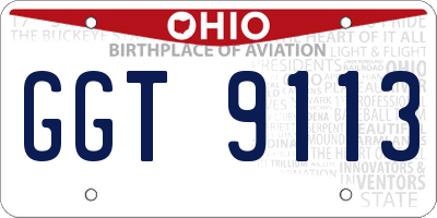 OH license plate GGT9113