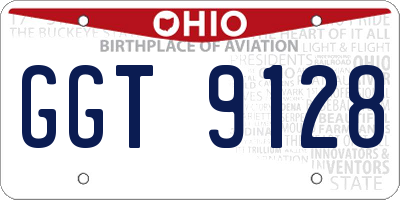 OH license plate GGT9128