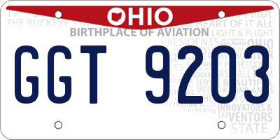 OH license plate GGT9203