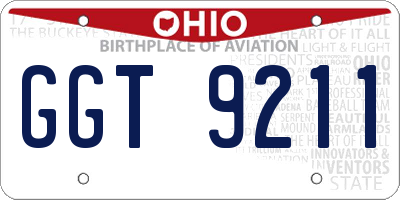 OH license plate GGT9211