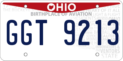 OH license plate GGT9213