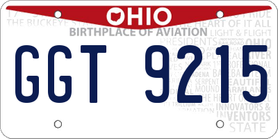 OH license plate GGT9215
