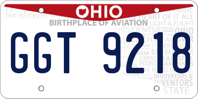 OH license plate GGT9218