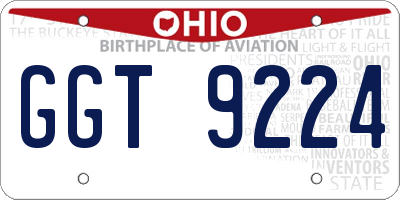 OH license plate GGT9224