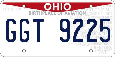 OH license plate GGT9225