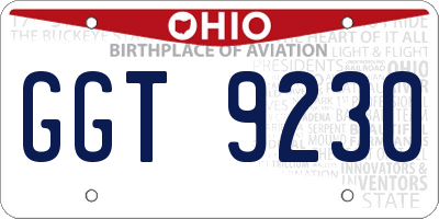 OH license plate GGT9230