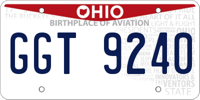OH license plate GGT9240