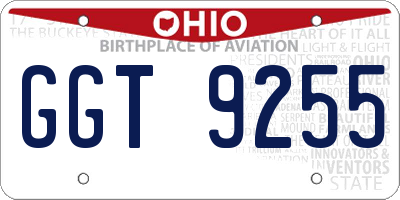 OH license plate GGT9255