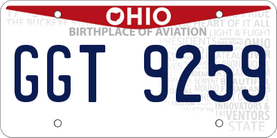 OH license plate GGT9259