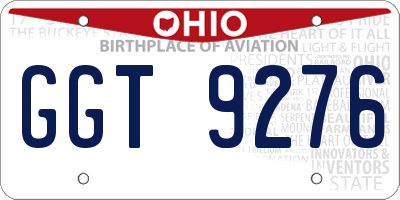 OH license plate GGT9276