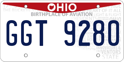 OH license plate GGT9280