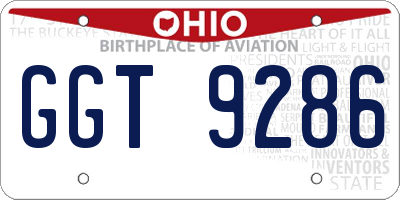 OH license plate GGT9286