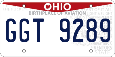 OH license plate GGT9289