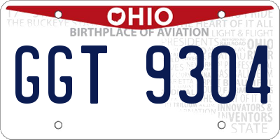 OH license plate GGT9304