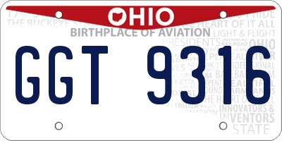 OH license plate GGT9316