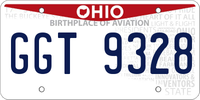 OH license plate GGT9328