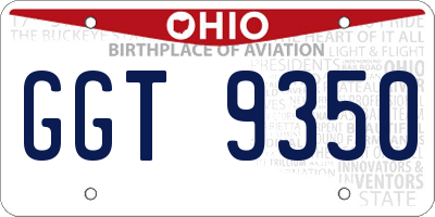 OH license plate GGT9350