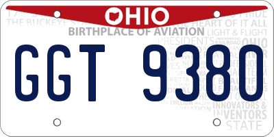 OH license plate GGT9380