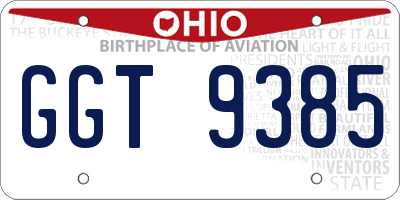 OH license plate GGT9385