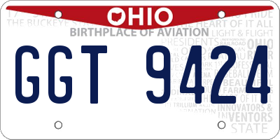 OH license plate GGT9424