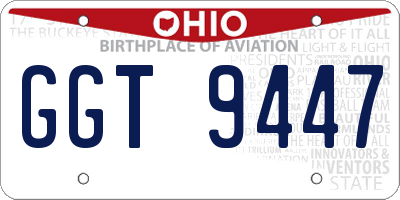 OH license plate GGT9447