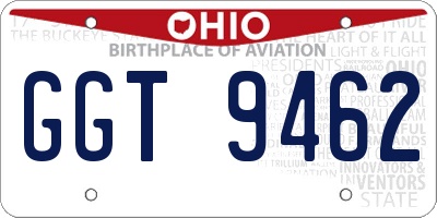 OH license plate GGT9462