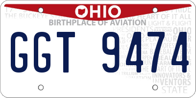 OH license plate GGT9474