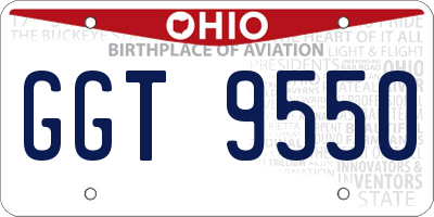 OH license plate GGT9550