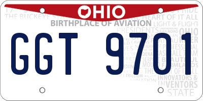 OH license plate GGT9701