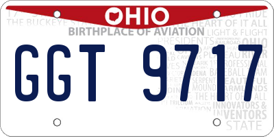 OH license plate GGT9717