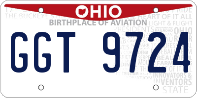 OH license plate GGT9724