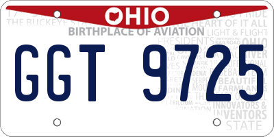 OH license plate GGT9725