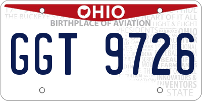 OH license plate GGT9726
