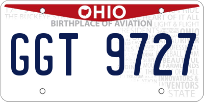 OH license plate GGT9727