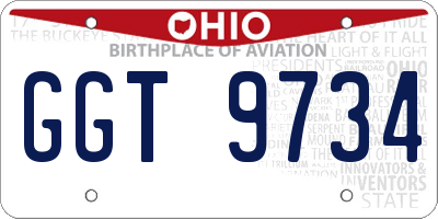 OH license plate GGT9734