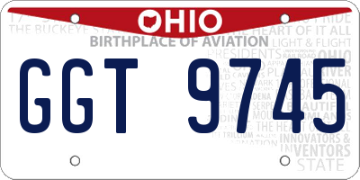 OH license plate GGT9745