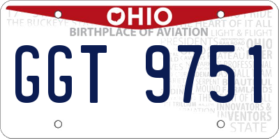 OH license plate GGT9751