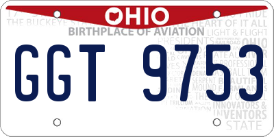 OH license plate GGT9753