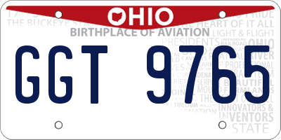 OH license plate GGT9765