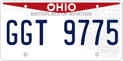 OH license plate GGT9775