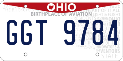 OH license plate GGT9784
