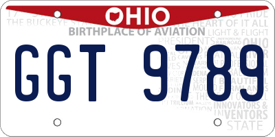 OH license plate GGT9789