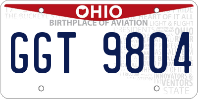 OH license plate GGT9804