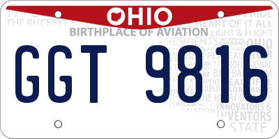 OH license plate GGT9816