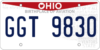 OH license plate GGT9830