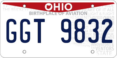 OH license plate GGT9832
